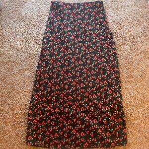 High Waisted Cherry Midi Skirt